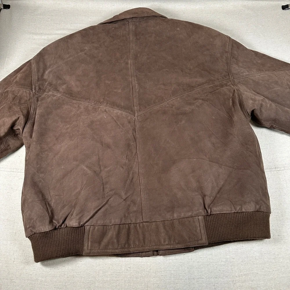 Ash Creek Trading Mens XL‎ Brown Genuine Leather Bomber Flight Jacket Vintage